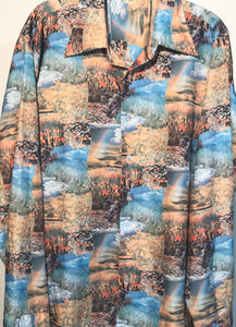 Joe Namath Rainbow Pasture Men's Disco Shirt Size Large RENTAL L953