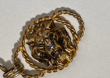 1970s - 1980s  Two tone Goldtone Lion Head Chain Belt
