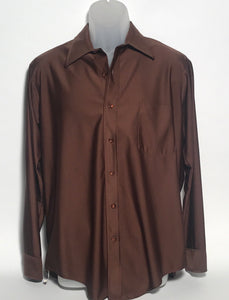 Van Heusen Qiana Vintage Brown Men's Disco Shirt Size Medium RENTAL