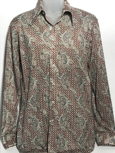 Men's Paisley Polyester 1970s Disco Shirt Size Extra Large RENTAL XL938