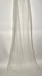 Vintage Pearl Beaded Veil Topper & Long 92" Embroidered Lace Train