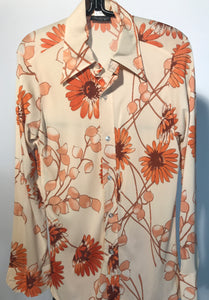 1970s Revenge Sunflower Men's Disco Shirt Size Large RENTAL L993