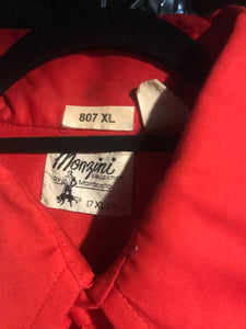 Vintage Red Monzini 1970s Men's Disco Ruffled Tux Shirt Size Extra Large RENTAL