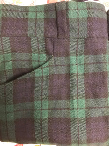 Vintage Men's Pendleton Wool Navy & Green Plaid Pants 35" x 31"