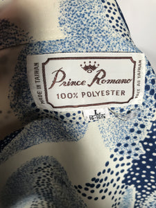 Prince Romano Vintage Men's Blue Polka Dot Disco Shirt Size Large RENTAL
