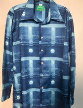 Joe Namath By Arrow Moonlight Blue Men's Disco Shirt Size Large RENTAL L987