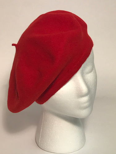 1970s Red French Style Wool Beret