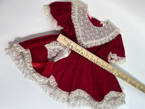 NWT Vintage Valentine Infant Red Velvet Layered Lace Crinoline Dress