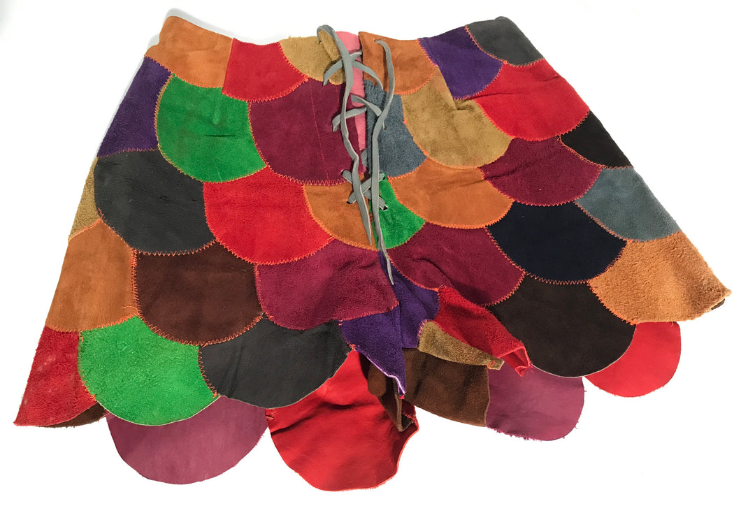 1960s - 1970s Suede Patchwork Color Block Hot Pants Hippie Shorts