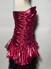 Night Moves 1980s Pink Metallic Strapless Lace Prom Party Dress Jr 13/14