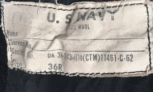 1960s Official Wool U.S. Navy Peacoat Double Breasted Size 36R