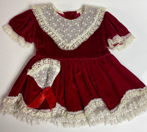 NWT Vintage Valentine Infant Red Velvet Layered Lace Crinoline Dress