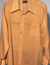 Van Heusen 417 1970s Orange Paisley Men's Disco Shirt Size RENTAL Large