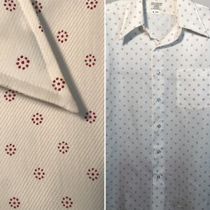 Men's 1970s Polka Dot Button Down Shirt Size Medium
