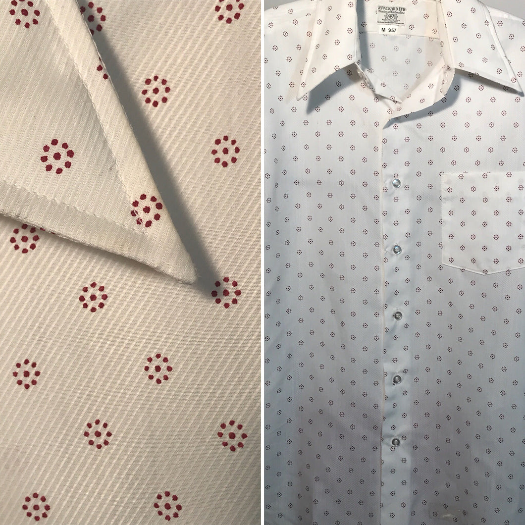 Men's 1970s Polka Dot Button Down Shirt Size Medium