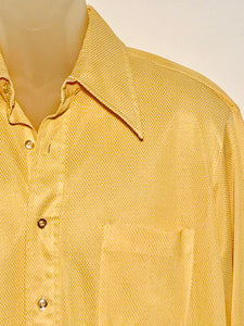 John Blair Knit Yellow Vintage Men's Disco Shirt Size Large RENTAL