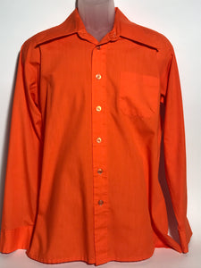 70s Orange Extra Wide Lapel Men's Disco Shirt Size Extra Large RENTAL XL871