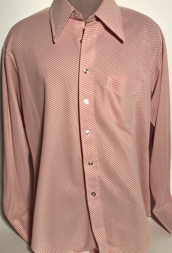 Vintage 1970s Pink Striped Men's Disco Shirt Extra Large RENTAL XL932