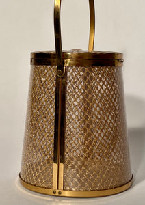 1950s Majestic Metal Lantern Circular Lace Glitter Pressed Sides Metal Handbag