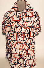 Vintage 1970s Polyester Men's Disco Short Sleeve Shirt Size Medium RENTAL