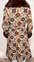 Midbrooke 60s Tapestry Coat Mod Colorful Pattern Double Breasted Belted Back XS