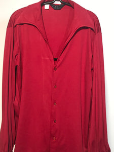 Vintage Red Ego Wide Lapel Men's Henley Disco Shirt Size Large RENTAL L922