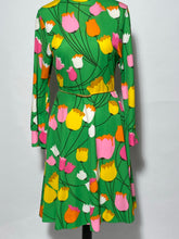 Early 1970s Turtleneck Tulip Floral Dress By PLW