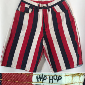 Hip Hop Brand Red White & Blue Long Denim Unisex Shorts 30"W