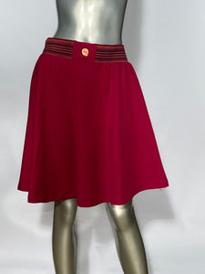 1970s Burgundy Red Lane Bryant Polyester Elastic Banded Skirt