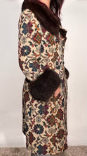 Midbrooke 60s Tapestry Coat Mod Colorful Pattern Double Breasted Belted Back XS