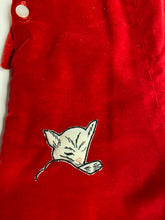 Vintage Valentine Romper Infant Red Velvet Jumper Kitty Embroidery