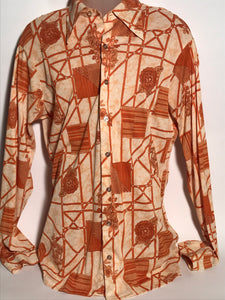 Tall Size Vintage 1970s Men's Disco Shirt Extra Large RENTAL XL905