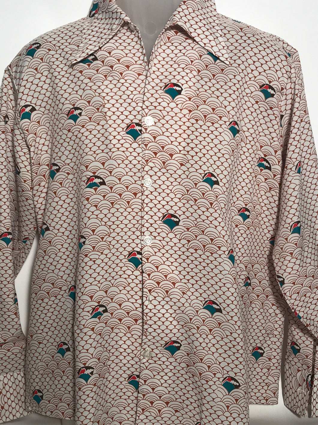 Vintage 1970s Landmark Men's Volcano Disco Shirt Size Large RENTAL XL831