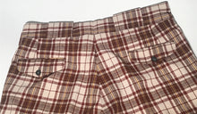 Unisex Brown Plaid Vintage Seersucker Pants 35" x 27"