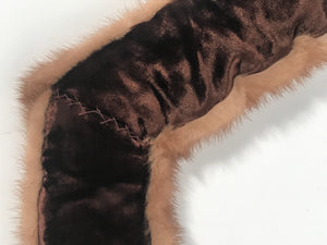 Brown Mink Fur Velvet Lined Neck Scarf Wrap Clamp Closures