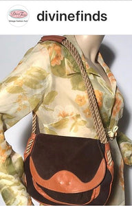 1970s Soft Leather Shoulder Hobo Handbag Rope Handle